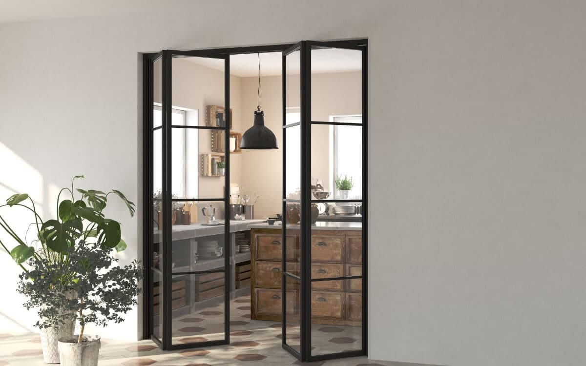 Porta a libro in vetro realizzata su progetto del cliente